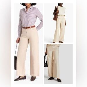 Loulou Studio LEATHER Cream Wide-Leg Trousers